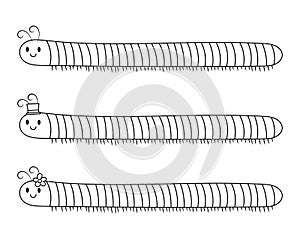 Millipede Vector Cartoon Colorless