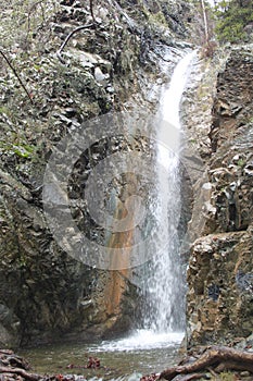 Millomeri waterfall near Platres in the Troodos. Cyprus.