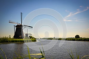Mills by the River in Kinderdijk