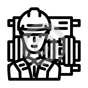 millwright repair worker line icon vector illustration