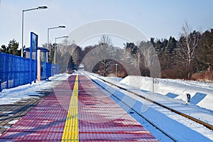 Milocin railway station on a winter day