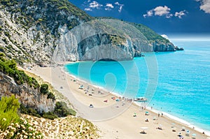 Milos beach on Lefkada island, Greece.