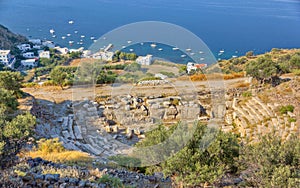 Milos island ancient theater and Klima village