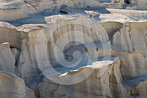 Milos island Greece detail of Sarakiniko Beach in summer time