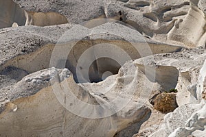 Milos island Greece detail of Sarakiniko Beach in summer time