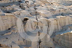 Milos island Greece detail of Sarakiniko Beach in summer time