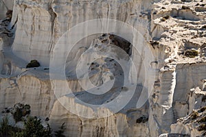 Milos island Greece detail of Sarakiniko Beach in summer time