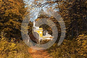 Milovida Pavilion in Tsaritsyno park on autumn day. Moscow