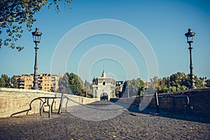 Milvian bridge in Rome view with no people