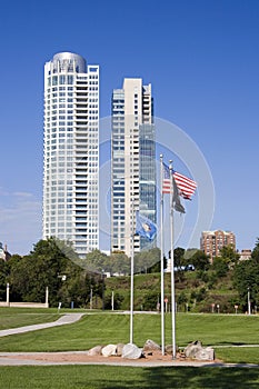 Milwaukee Condos and Veterans Park Flags