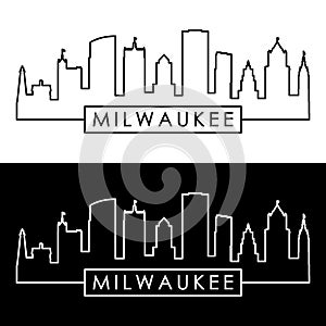Milwaukee skyline. Linear style.