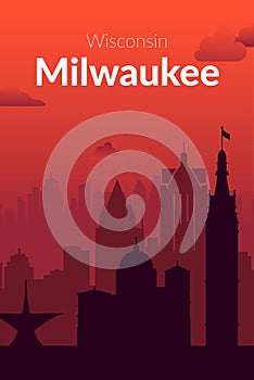 Milwaukee, USA famous city scape view background.
