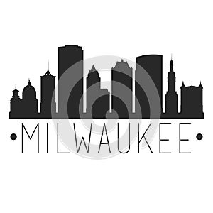 Milwaukee Wisconsin. City Skyline. Silhouette City. Design Vector. Famous Monuments.