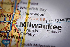 Milwaukee, Wisconsin on map photo