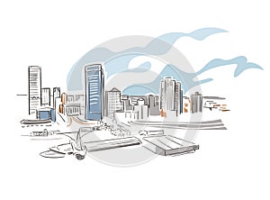 Milwaukee Wisconsin usa America vector sketch city illustration line art