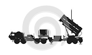 Mim-104 patriot anti-aircraft missile system. rocket weapon and army symbol. vector image for military web design photo