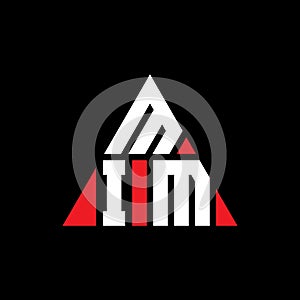 MIM triangle letter logo design with triangle shape. MIM triangle logo design monogram. MIM triangle vector logo template with red photo
