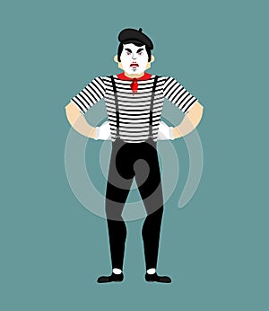Mime angry. pantomime evil. mimic aggressive. Vector illustration