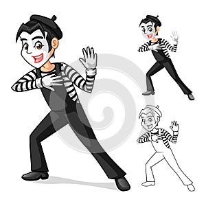 Mime Artist Perform Body Motions Cartoon Character