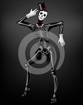 Human skeleton halloween costume realistic vector