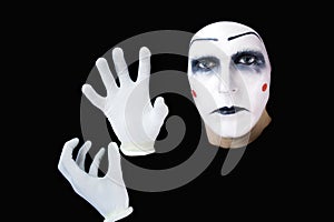 Mime isolated on black background