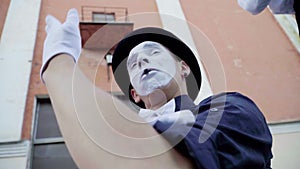 Mime male is crying and run away