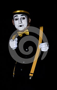 Mime portrait isolated on black background