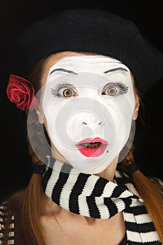 Mime portrait with surprised face expression