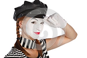 Mime saluting