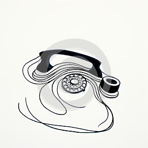 Mimi Walter Telephone Art: Bold Black Outlines And Simple Line Art