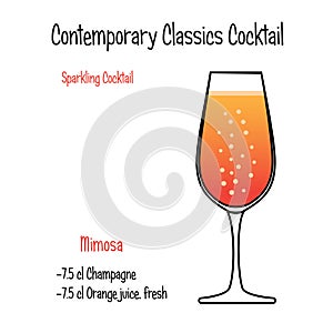 Mimisa alcoholic cocktail vector illustration recipe isolated