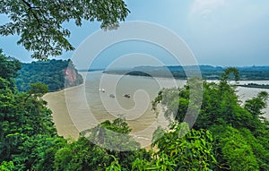 Min and Dadu River in Leshan from above