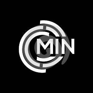 MIN letter logo design. MIN monogram initials letter logo concept. MIN letter design in black background