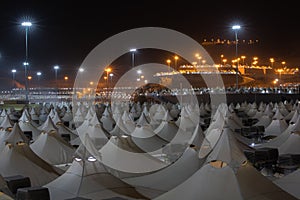 Mina in hajj, night time , Makkah, Saudi Arabia. Macca hajj time photo
