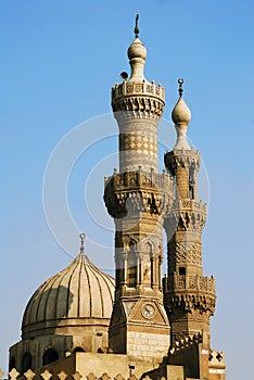 The minaret of Al-azhar mosque in cairo photo