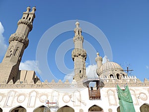 Minaret of Al-Azhar Mosque in Cairo, Egypt - Ancient architecture - Sacred Islamic site - Africa religious tour