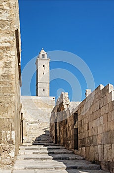 Minaret in aleppo citadel landmark in syria