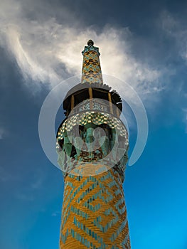 Minaret of Amir Chakhmaq Complex and mosque in Yazd, Iran