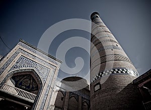 Minaret in ancient city of Khiva