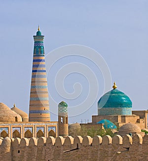 Minaret in ancient city of Khiva photo