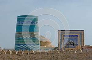Minaret in ancient city of Khiva, Uzbekistan
