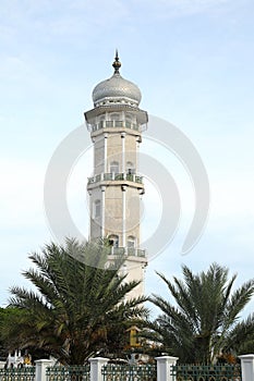 Minaret of Baiturrahman Grand Mosque in Banda Aceh