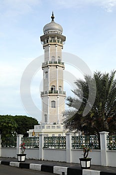 Minaret of Baiturrahman Grand Mosque in Banda Aceh