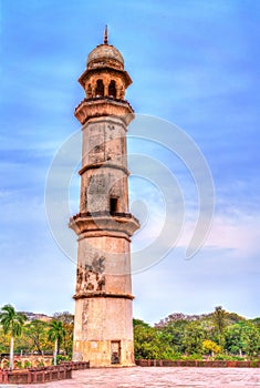 Minaret at Bibi Ka Maqbara Tomb, also known as Mini Taj Mahal. Aurangabad, India photo
