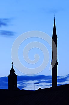 Minaret and church towers