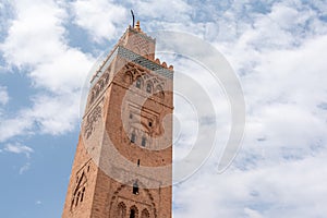 Minaret of the famous Koutoubia mosque in the center of Marrakech