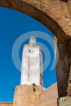Minaret of the Grand Mosque Mazagan in the medina of El Jadida