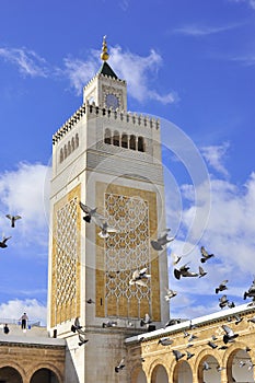 Minaret of the Great mosque in Medina Tunis photo