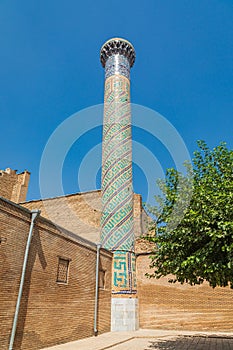 Minaret at the Gur-i Amir Mausoleum in Samarkand