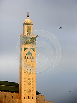 Minaret of Hassan II Mosque in Casablanca